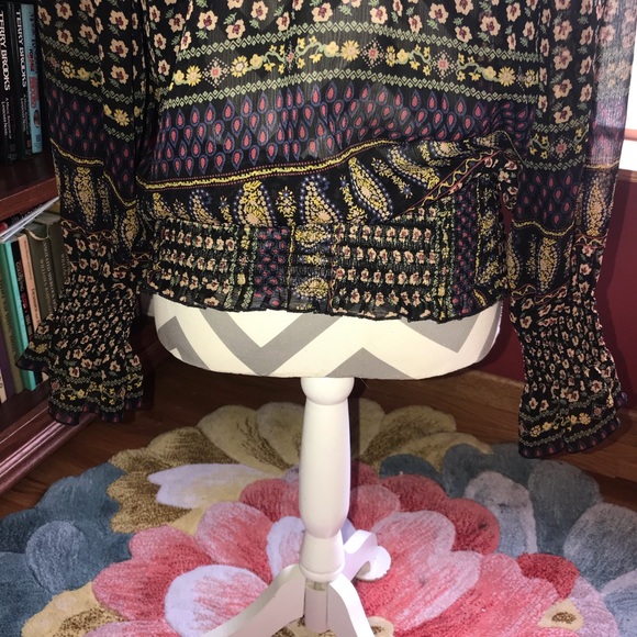 Bailey Blue Black Peasent Blouse Size Large - Picture 6 of 7